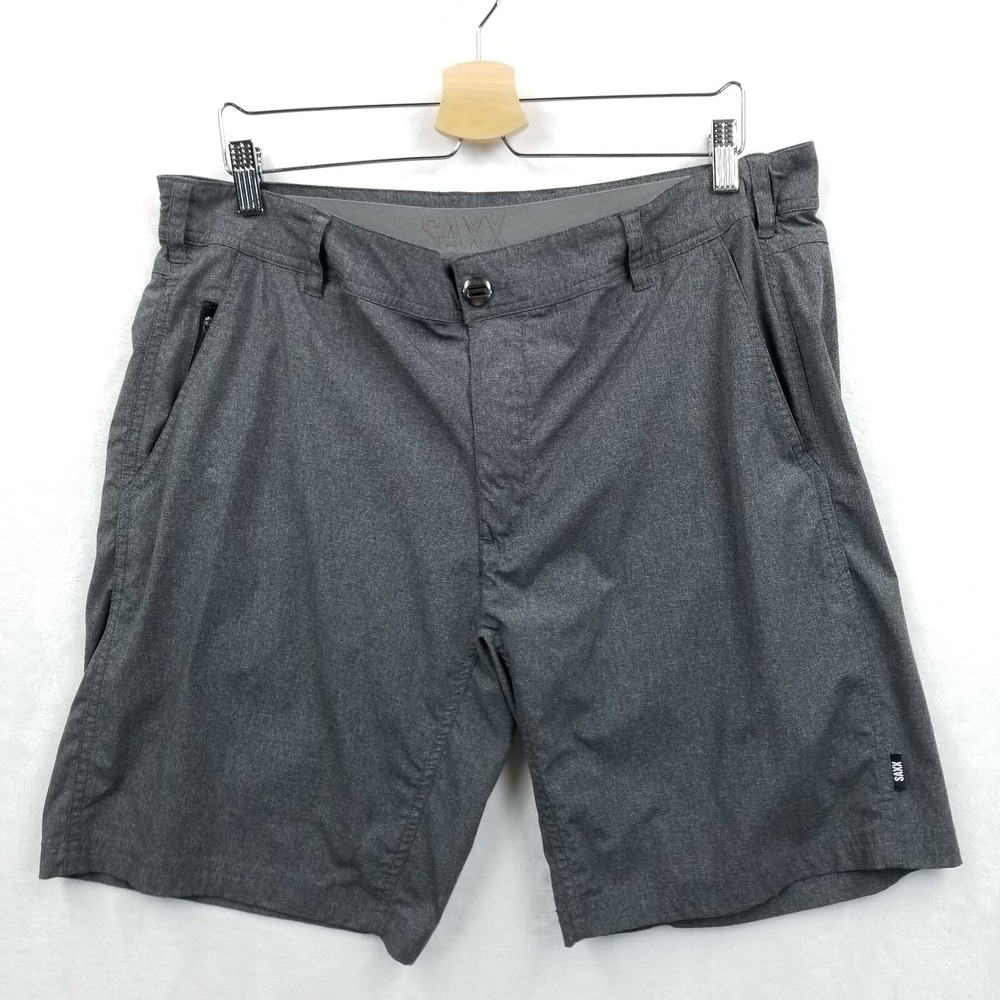 Saxx Shorts Men 36 Gray New Frontier Athletic w/ Liner Pouch Breathable Stretch